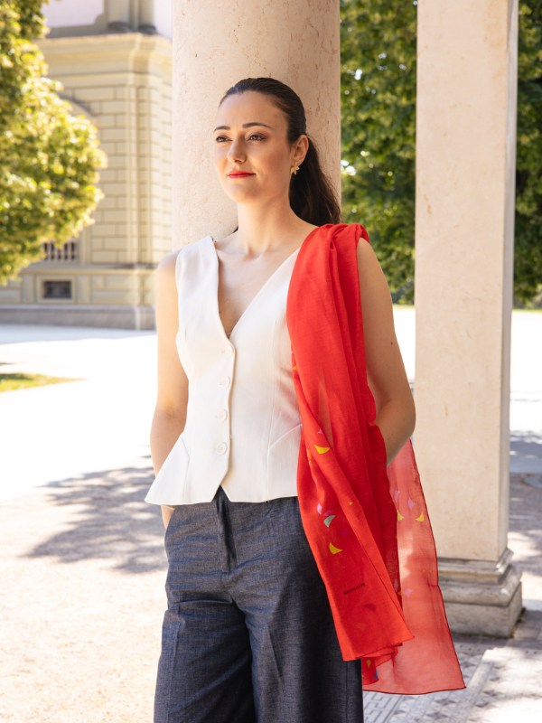 Mookaite colour blocks Scarf / Cotton silk