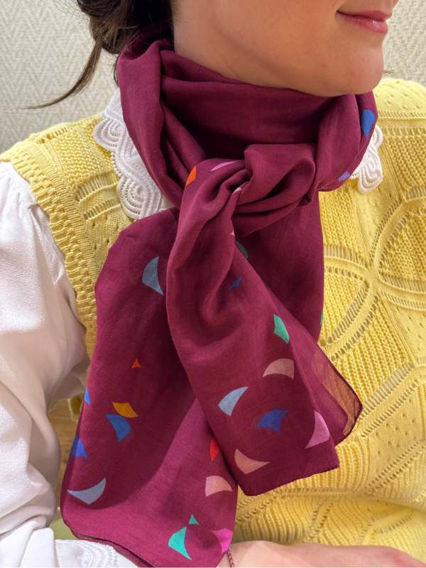 Mookaite colour blocks Scarf / Cotton silk