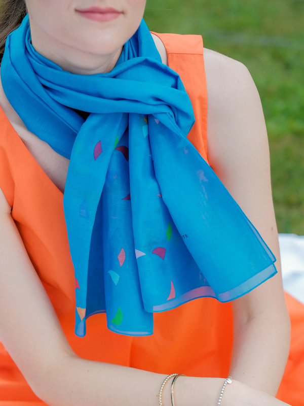 Mookaite colour blocks Scarf / Cotton silk